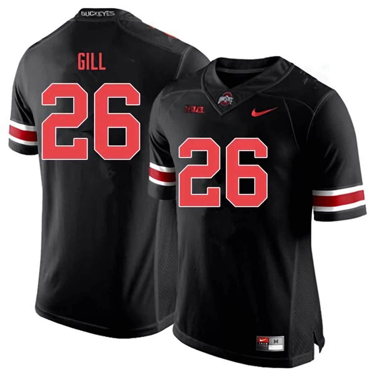 Jaelen Gill Ohio State Buckeyes Men's NCAA #26 Nike Black Out College Stitched Football Jersey JZJ5456WM